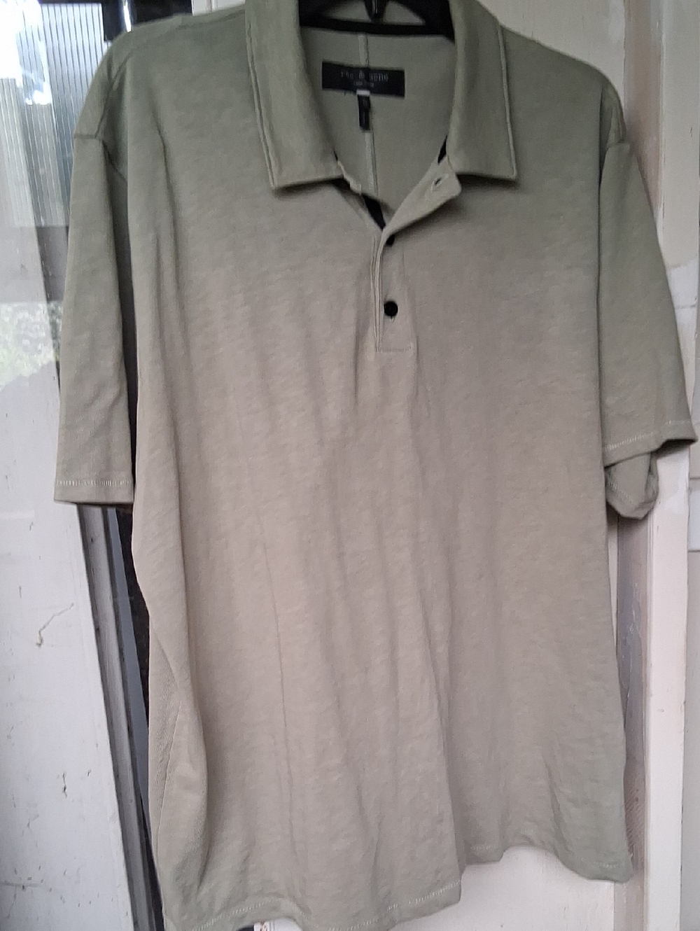 Mens Rag n Bone Sage Green Polo Shirt XL